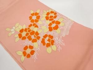 塩瀬金彩金駒刺繍花々模様名古屋帯